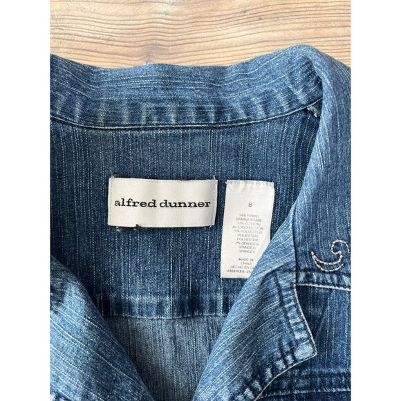 Alfred Dunner Denim Jacket Womens 8 Blue Jean Embellished - Picture 3 of 5